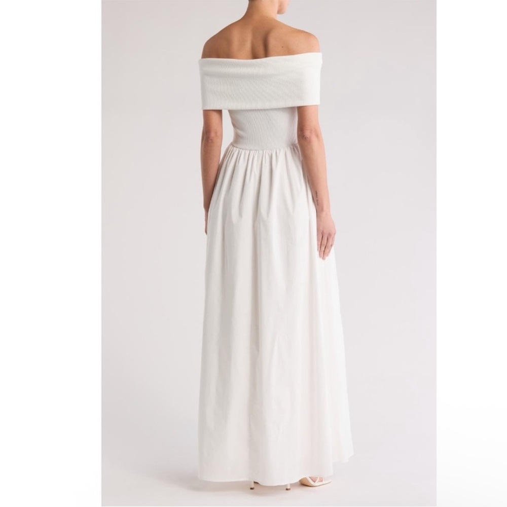 Love by Design Monet White Off Shoulder Maxi Dress Wedding Bridal Shower Sz M - Picture 2 of 4